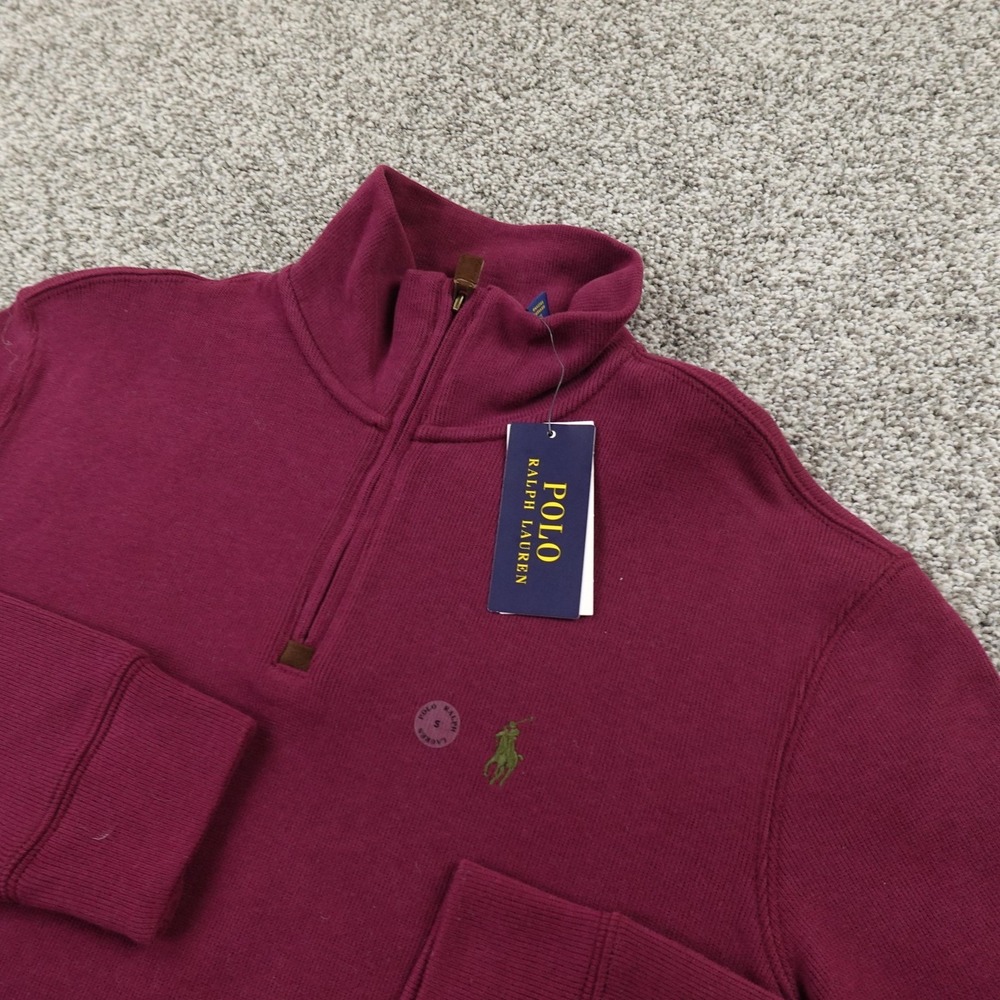NEW Polo Ralph Lauren Sweater Mens S Red‎ 1/4 Zip Mock Neck Knit Pullover Pony